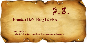 Hambalkó Boglárka névjegykártya